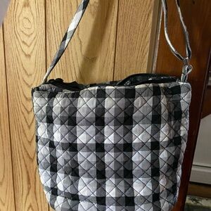 Vera Bradley Black and Gray Quilted Shoulder Bag